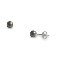 A pair of Earrings with black pearls on silver base 925 ° - S307005B