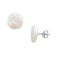 Earrings with white pearls on silver base 925 - S121207K